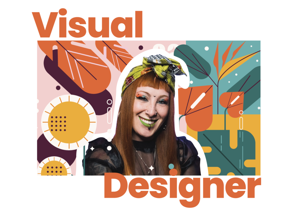 Lorenachi visual designer una ragazza in posa con i capelli rossi e un turbante verde con un background moderno stile naturale
